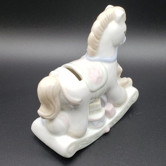 Lullaby Lane 1991 Summit Collection Porcelain Pastel Rocking Horse Piggy Bank - Picture 8 of 14